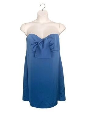Lilly Pulitzer Carlynn Strapless Satin Bow Dress Morelle Blue Size 14 NWT FLAW